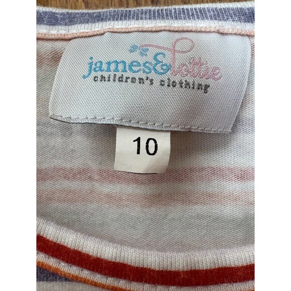James & Lottie Girls Striped Dress Ruffle Detail Sz 10 Rainbow Fall School READ - Picture 2 of 8
